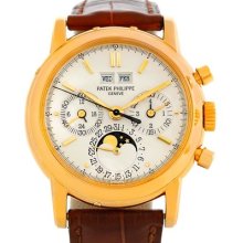 Patek Philippe 18k Yellow Gold Perpetual Calendar Chronograph Watch 3970