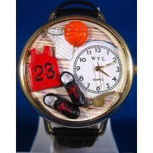 Personalized Basketball Unisex Watch - Gold (WHW-G-0820011-G)