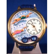 Personalized Swimming Unisex Watch - Gold (WHW-G-0810027-G)