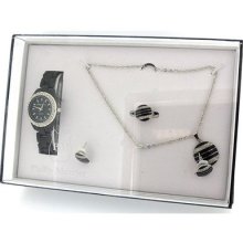Philip Mercier Ladies Plastic Watch, Necklace, Earrings & Ring Gift Set Gift222b