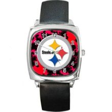 Pittsburgh Steelers Unisex Silver-Tone Square Metal Watch 30