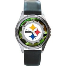 Pittsburgh Steelers Unisex Silver-Tone Round Metal Watch 20
