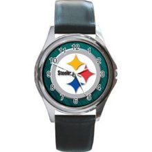 Pittsburgh Steelers Unisex Silver-Tone Round Metal Watch 26