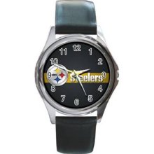 Pittsburgh Steelers Unisex Silver-Tone Round Metal Watch 07