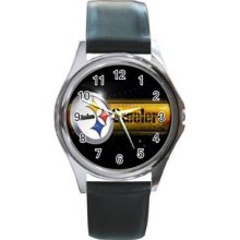 Pittsburgh Steelers Unisex Silver-Tone Round Metal Watch 03