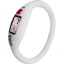 Pixel Moda Ultra Light Digital Unisex Watch White Love