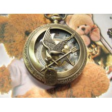 Pocket watch -made with love The Hunger Games Pocket Watch Necklace, Inspired Mockingjay Locket Necklace With Arrow in retro style