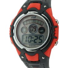 Pod Men's Digital Watch With Lcd Dial Digital Display And Black Silicone Strap Pod154/B