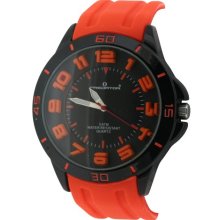 Predator Men's Quartz Watch With Black Dial Analogue Display And Orange Silicone Strap Pre97/A