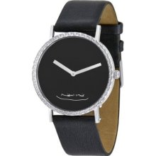Projects Womens Ana Richard Meier Limited Edition Stainless Watch - Black Leather Strap - Black Dial - 6020LTD