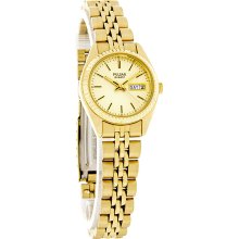 Pulsar Ladies Elegant Day/Date Gold Rolo Bracelet Dress Watch PXX004