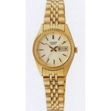 Pulsar Ladies` Watch W/ Goldtone Bracelet & Fluted Bezel