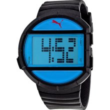 Puma Half Time Blue Digital Dial Black Rubber Mens Watch PU910891001