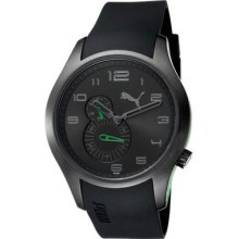 Puma Mens Motor Boost Black Ip Stainless Steel Case Polyurethane Strap Watch