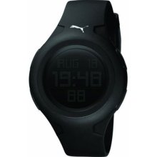 Puma Mens Spin Black Digital Display Chronograph Plastic Case Polyurethane Watch