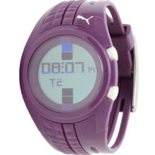 Puma Womens Shift Digital Display Purple Plastic Case Polyurethane Strap Watch