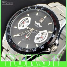 Quality. Winner Black Stainless Steel Bands Automatic Mens Watch Wri