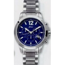 Quartzline Chrono Men`s Silver 20 Atm Watch W/ Hidden Bi-fold Buckle