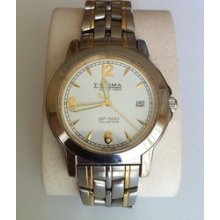 Rare Sigma Sp 500 High Quality Swiss Quartz Bicolour Date Men's Wristwatch