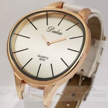 Rare Unique Irregular White Face Women's Quartz Pu Leather Analog Wrist Watch