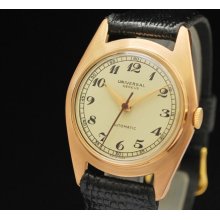 Rare Universal Automatic Microrotor Heavy 18k Solid Gold Content Swiss Men Watch