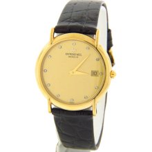 Raymond Weil 9140 18k Gold Plated Case Black Leather Men's Watch