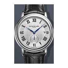 Raymond Weil Maestro Sub Second 39.5mm Watch - Silver Dial, Leather Strap 2838-STC-00659 Sale Authentic
