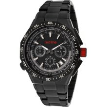 Red Line Men's Travel Chrono Round Watch Dial Color: Black, Marker Color: Gunmetal, white, Hand Color: Black, white/black