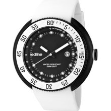 Red Line Watches Men's Driver Black Dial Black IP Case White Silicone