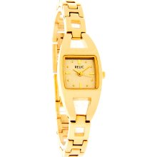 Relic Folio By Fossil Ladies Square Dial Gold Tone Bracelet Dress Watch ZR33504