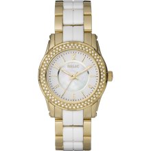 Relic Ladies' Watch with Round Textured Rose Goldtone Case, Mother-of-Pearl Dial and Two-Tone Bracelet Band