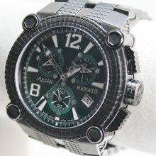 Renato Men's Vulcan Watch, Swiss Eta 251, Blk Ip, Forest Green Dial, Ltd. Prod.
