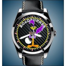 Road Runner 383 440 426 Hemi Mopar Plymouth Carbon Fiber Back Watch Leather Band