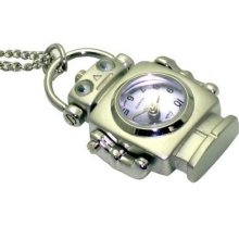 Robot Necklace Pendant Watch Purple Dial