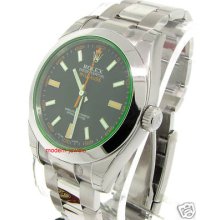Rolex 116400v Milgauss Mens Steel Watch Green Crystal V