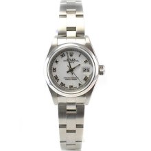 Rolex 79160 Date Oyster Perpetual White Dial Stainless Steel Women's Watch