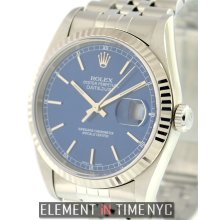 Rolex Datejust Stainless Steel Blue Stick Dial Circa 2000