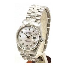 Rolex Ladies Datejust Stainless Steel White MOP Diamond Dial Preowned