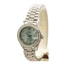 Rolex Ladies Datejust Steel Watch Ice Blue Dial/1.00ct Diamond Bezel