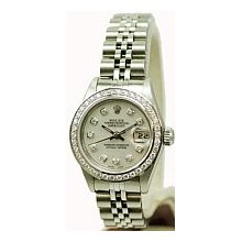 Rolex Ladies Preowned Datejust White MOP Diamond Dial Stainless Steel