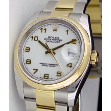 Rolex Mens Datejust 116203 White Arabic 36mm WATCH CHEST