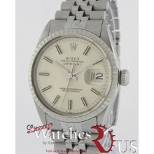 Rolex Men's Datejust Jubilee Bracelet Engine Bezel Silver Stick Dial