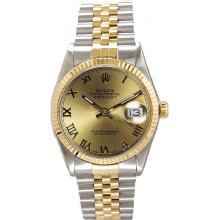 Rolex Men's Datejust Two Tone Fluted Champagne Roman Dial Rolex Men's Datejust Two Tone Fluted Champagne Roman Dial