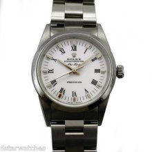 Rolex Oyster Perpetual Airking Ref 14000 White Porcelain Dial Roman Numerals