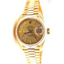 Rolex Perfect Condition Ladies 18K Yellow Gold President W/ Champagne Dial Quikset Date - 90's