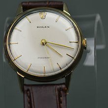Rolex Solid 9ct Gold Precision Watch And Brown Rolex Strap