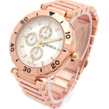 Rose/gold Bracelet 3d Designer Style Geneva Women's Boyfriend Watch