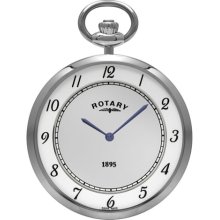 Rotary Unisex Ultra Slim Stainless Steel Pocket Watch