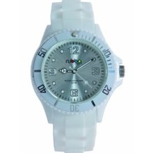 Rubba Unisex Quartz Watch With White Dial Analogue Display And White Silicone Strap R205-42Wh