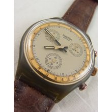 Scm100 Swatch 1991 Goldfinger Chrono Authentic Classic